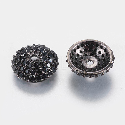Brass Micro Pave Cubic Zirconia Bead Cap ZIRC-E138-04B-1
