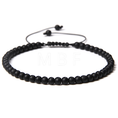 Adjustable Women's Black Agate Beaded Bracelet CN3407-30-1