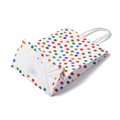 Polka Dot Print Paper Packing Tote Bags LS-CARB-R001-01A-1