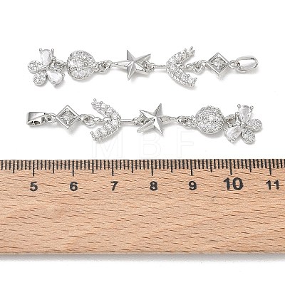 Brass Micro Pave Clear Cubic Zirconia Big Pendants CU-E004-01P-1