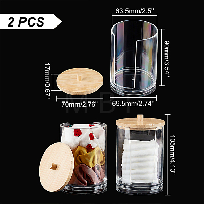 Transparent Acrylic Cotton Ball Swab Storage Canister AJEW-WH0368-01-1