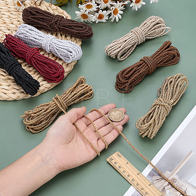 8 Bundles 8 Colors Round Polyester Twisted Cord WCOR-PH0001-06A-1