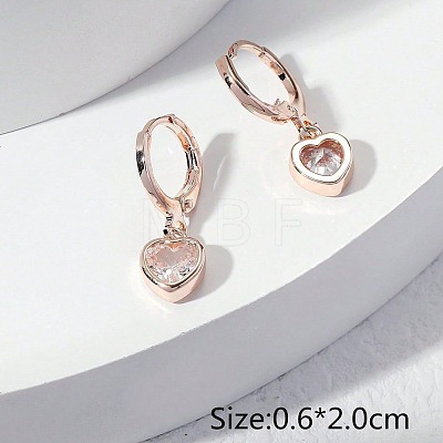 Heart Brass Clear Cubic Zirconia Hoop Earrings FS-WGFA497-01-1