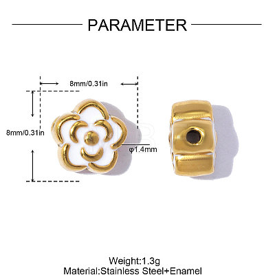 304 Stainless Steel with Enamel Beads SA-OY001-05G-01-1