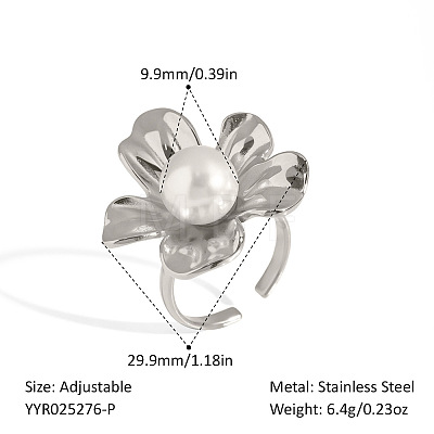 Adjustable 304 Stainless Steel Cuff Open Rings for Women DT4279-3-1