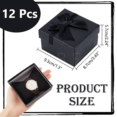 Bowknot Cardboard Jewelry Watch Storage Boxes CON-WH0099-11-1