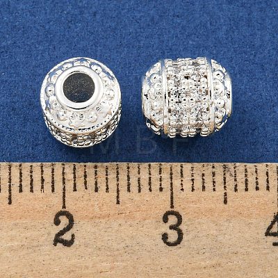 Rack Plating Brass Micro Pave Clear Cubic Zirconia Beads KK-L215-309S-1