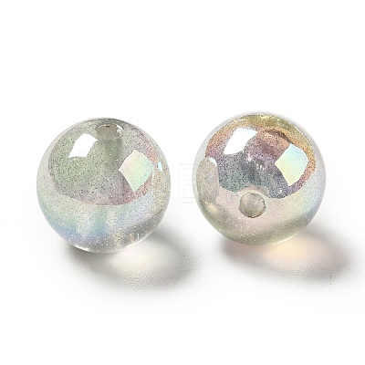 UV Plating Transparent Rainbow Iridescent Acrylic Beads OACR-D010-01F-1