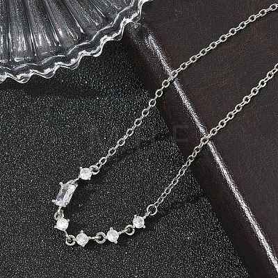Brass Micro Pave Clear Cubic Zirconia Link Bracelets BJEW-E114-01C-P-1