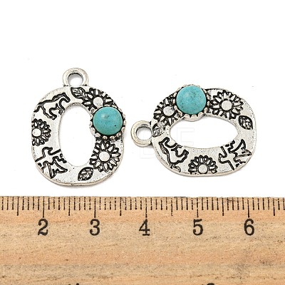 Synthetic Turquoise & Alloy Pendants PALLOY-H146-01AS-O-1