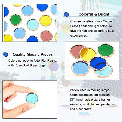 Olycraft 36Pcs 6 Colors Colored Glass Mosaic Tiles DIY-OC0009-46-1