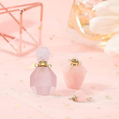  Faceted Natural Gemstone Openable Perfume Bottle Pendants AJEW-NB0002-09-1