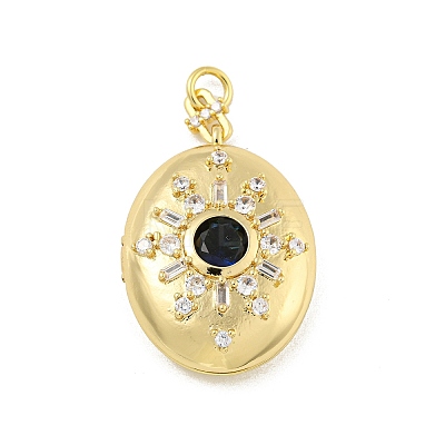 Brass Cubic Zirconia Locket Pendants KK-N254-93A-G-1