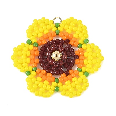 Glass Seed Bead Pendants PALLOY-MZ01390-1