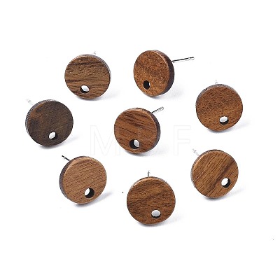 Walnut Wood Stud Earring Findings X-MAK-N033-008A-1