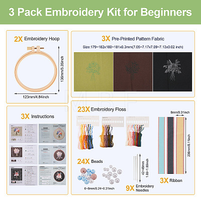 DIY Bouquet Pattern 3D Embroidery Starter Kits DIY-TA0006-26-1