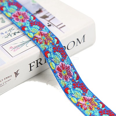 50 Yards Ethnic Style Embroidered Nylon Flower Jacquard Ribbon PW-WG55654-01-1