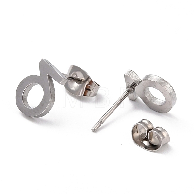 304 Stainless Steel Greek Alphabet Stud Earrings STAS-D007-07P-05-1