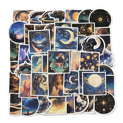 50 Pieces Personalized Black Starry Sky Universe Graffiti Paper Stickers STIC-R001-34-1