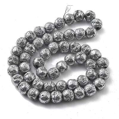 Electroplated Natural Lava Rock Beads Strands G-A251-E01-01J-1