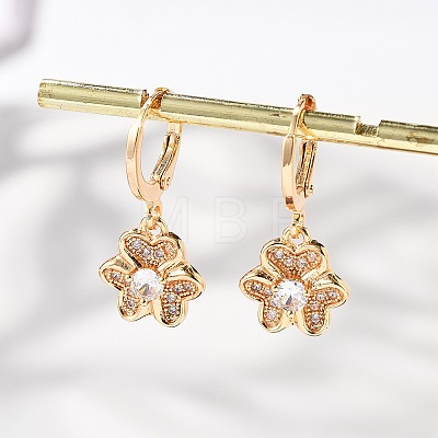Brass Micro Pave Clear Cubic Zirconia Hoop Earrings for Women EJEW-G428-24G-01-1
