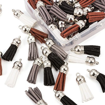 60Pcs 4 Colors Faux Suede Tassel Pendant Decorations X1-FIND-LS0001-04D-1