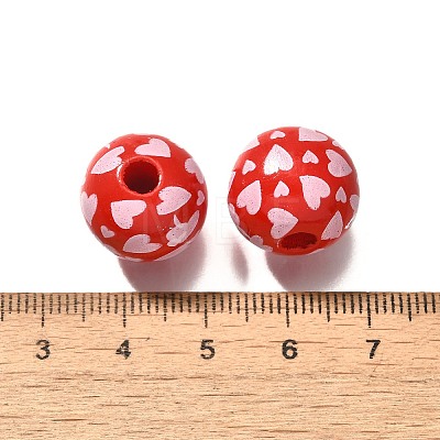 Valentine's Day Element Printed Wood Beads WOOD-R002-01-39-1