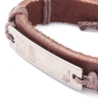 Leather Cord Bracelet for Men Women BJEW-C005-01B-1