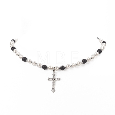 Alloy Crucifix Cross Pendant Necklace NJEW-TA00058-1