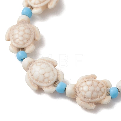 Adjustable Synthetic Turquoise Sea Turtle Beads Braided Bead Bracelets for Women BJEW-JB13584-1
