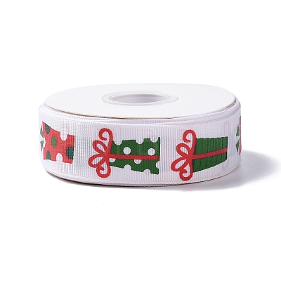 25 Yards Christmas Theme Printed Polyester Grosgrain Ribbon OCOR-C004-02H-1