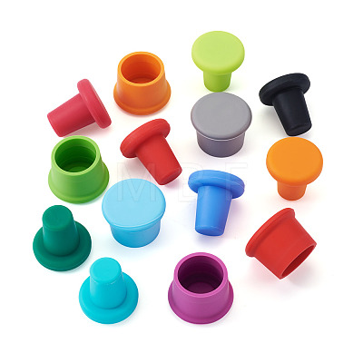 14Pcs 14 Styles Silicone Bottle Stopper AJEW-TA0002-54-1