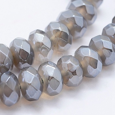 Electroplated Natural Agate Beads Strands G-G750-02A-5x8mm-1