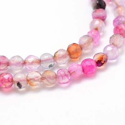 Dyed Natural Agate Faceted Round Beads Strands G-P097-32-1