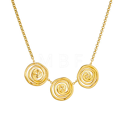 304 Stainless Steel Spiral Pendant Bib Necklaces for Women WG31207-04-1