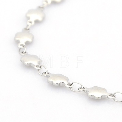 Casual Style 304 Stainless Steel Flower Link Chain Bracelets STAS-O036-04P-1
