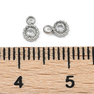 304 Stainless Steel Micro Pave Cubic Zirconia Pendants STAS-I325-024P-1