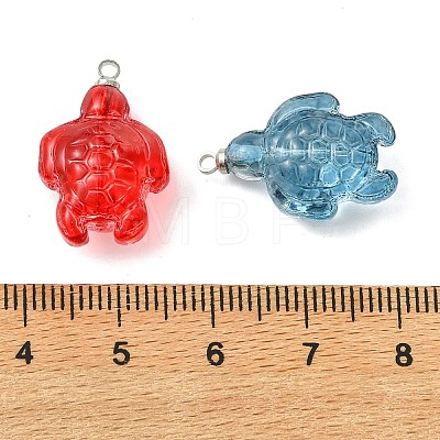 Spray Painted Transparent Glass Pendants PALLOY-JF05405-1
