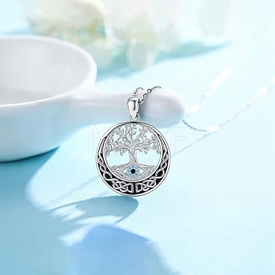 Gothic Alloy Rhinestone Tree of Life Pendant Necklaces for Women PW-WG4F1F7-01-1