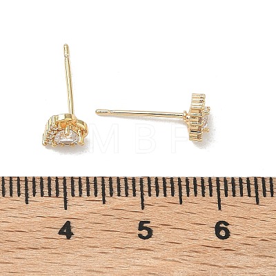 Brass Micro Pave Clear Cubic Zirconia Stud Earrings for Women EJEW-F403-04G-1