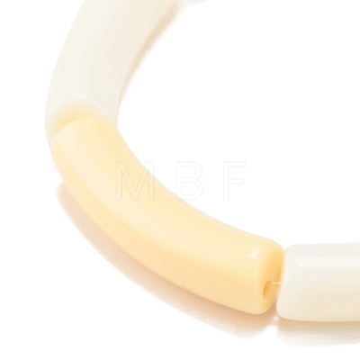 Acrylic Curved Tube Beaded Stretch Bracelet BJEW-JB07980-01-1