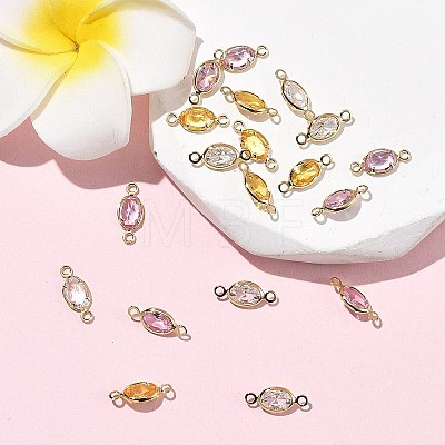 SHEGRACE Brass Pave Cubic Zirconia Oval Connector Charms XGRQ2O712-439G-1