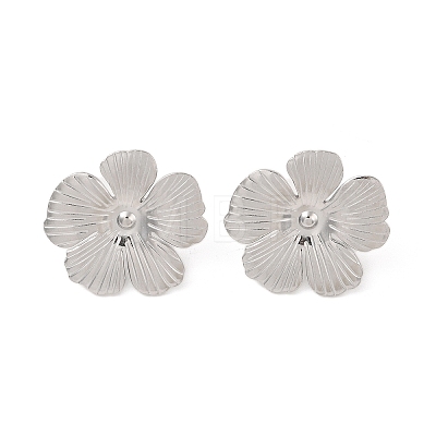 Flower 304 Stainless Steel Stud Earrings for Women EJEW-L272-031P-03-1