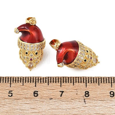 Christmas Brass Micro Pave Cubic Zirconia Enamel Pendants KK-B161-15G-05-1