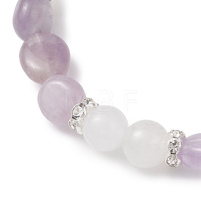 Round & Nuggets Natural White Jade & Lavender Amethyst Beaded Bracelets for Women BJEW-JB13146-1