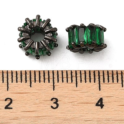 Rack Plating Black Brass Micro Pave Cubic Zirconia Beads KK-Q795-02B-B-1