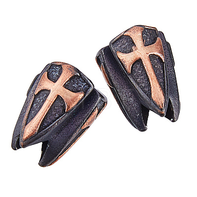 2Pcs Brass European Beads KK-DC0005-18B-1