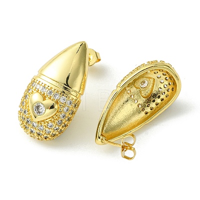 Brass with Cubic Zirconia Studs Earrings EJEW-K267-07G-1