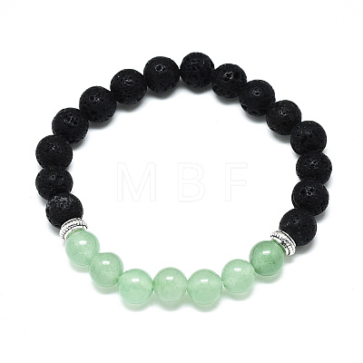 Natural Green Aventurine Beads Stretch Bracelets BJEW-R309-02-A14-1