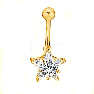 Clear Cubic Zirconia Belly Button Rings WG9960A-16-1